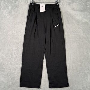 Nike Pants Womens XS Black Loose Fit Mid Rise Swoosh Jersey Capri DM6726-010